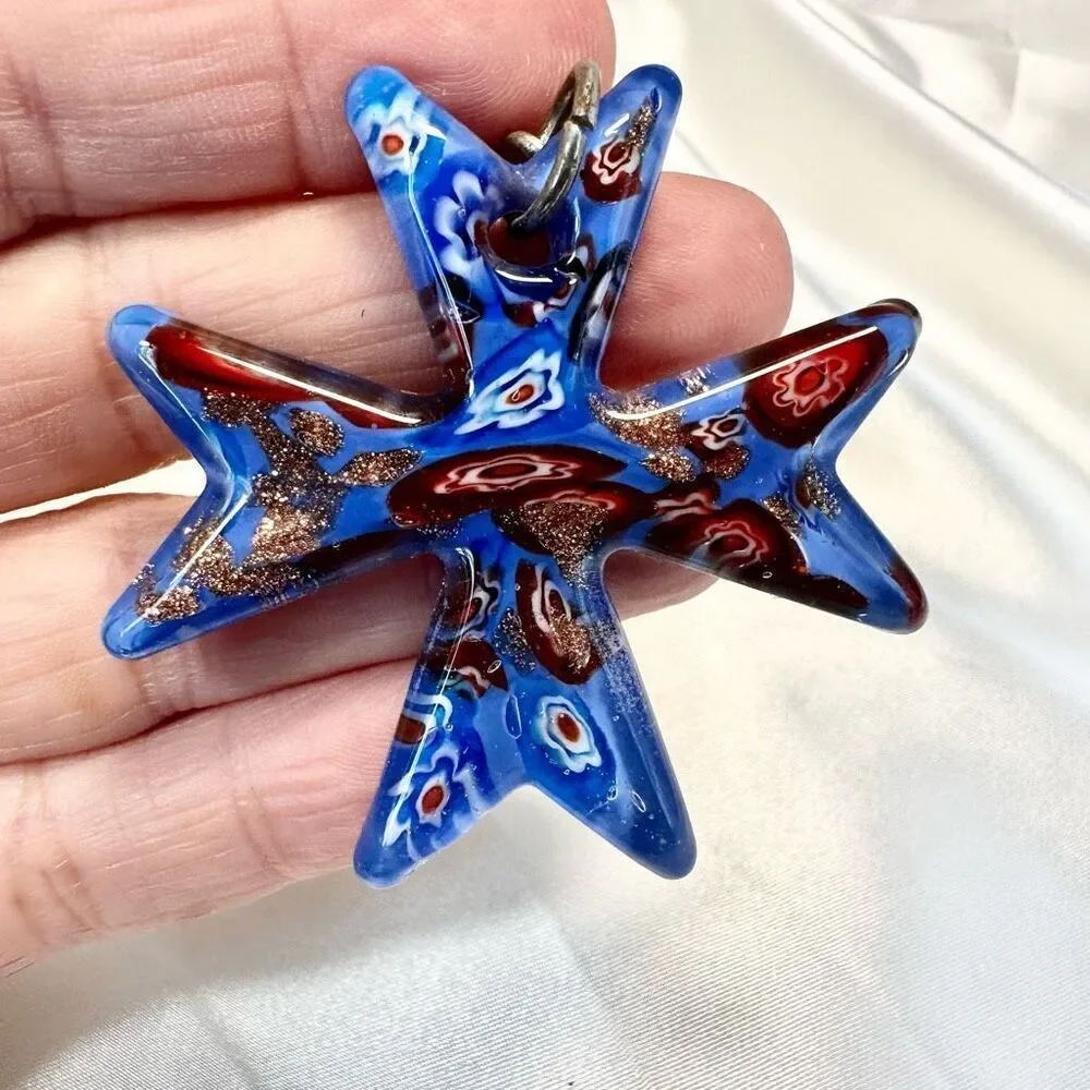 Blue glass keychain